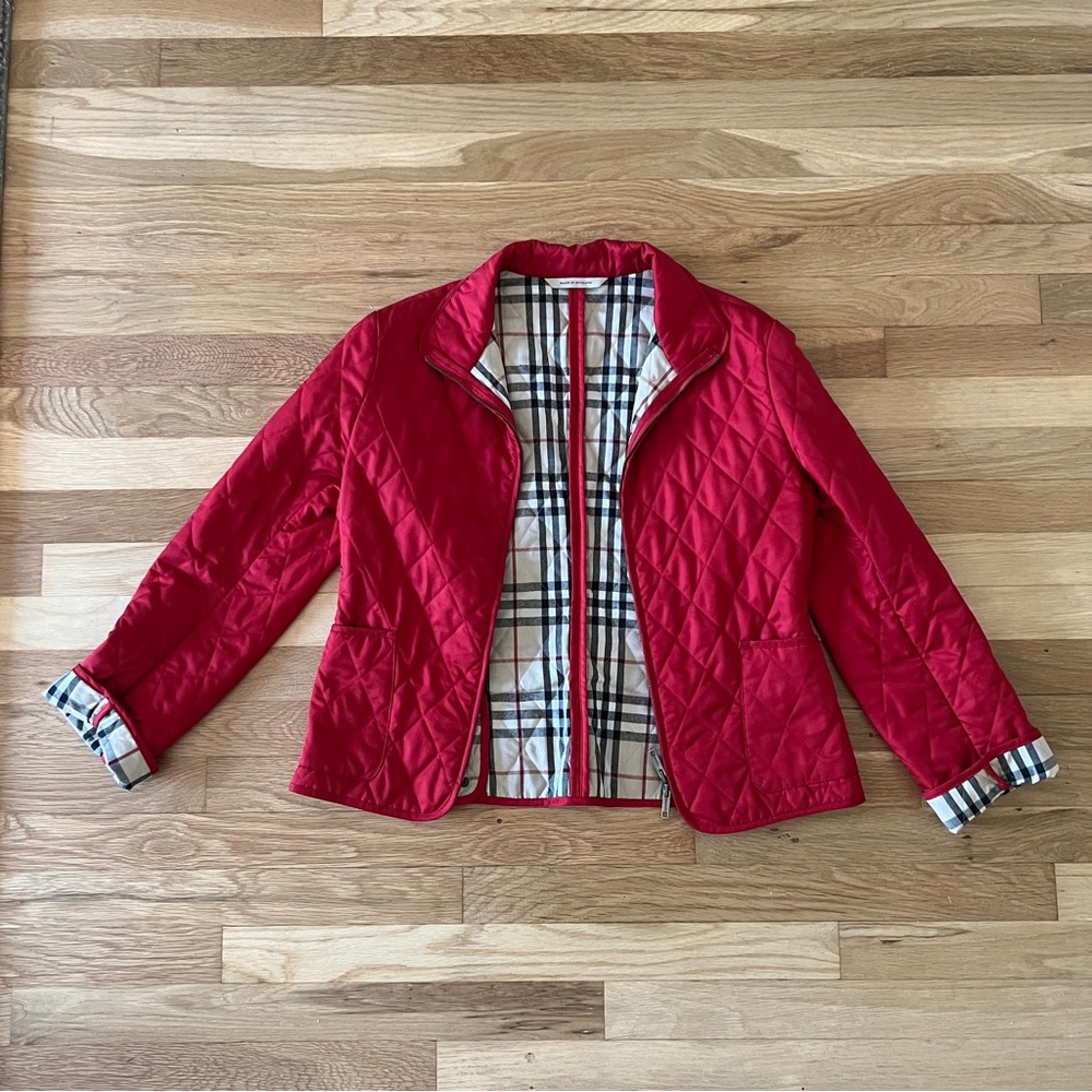 Burberry Quilted Jacket in Poppy Red/Tartan
